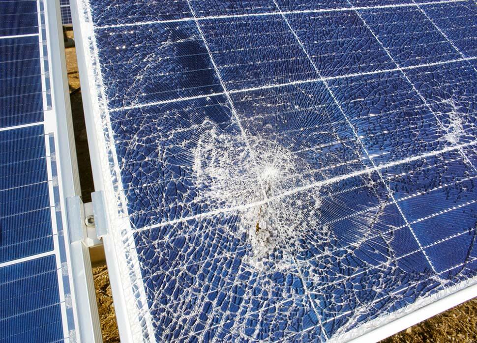 solar panel damaged by hail