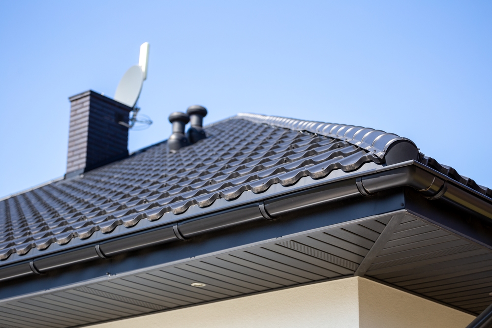 a roof with vents on top and soffit under the overhangs