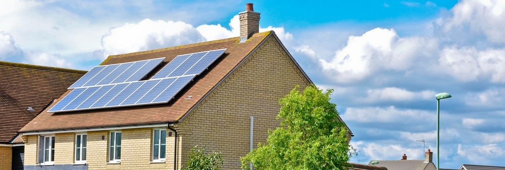 solar panel on house in neighborhood