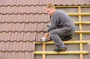 Tile roofing on house