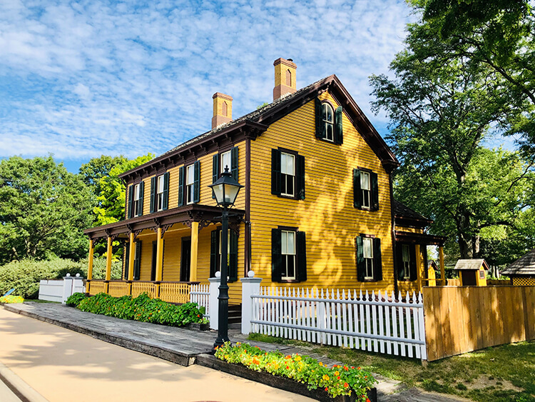 Yellow Painted Colonial style house