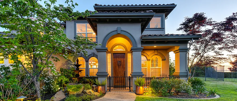 Blue gray exterior of home