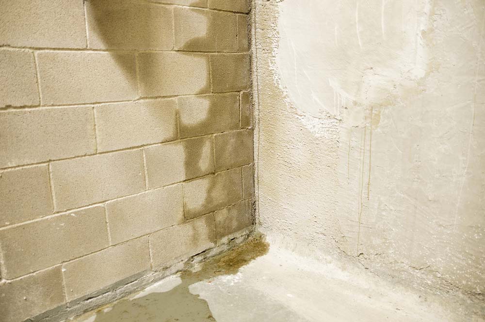 a leak into a basement during a rainstorm