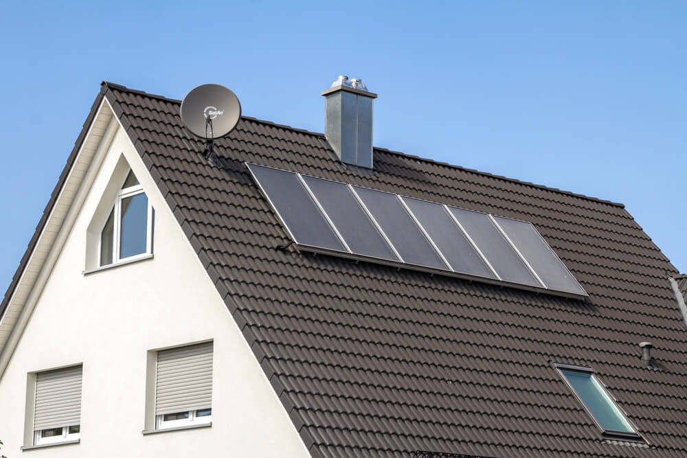 house roof with solar panels