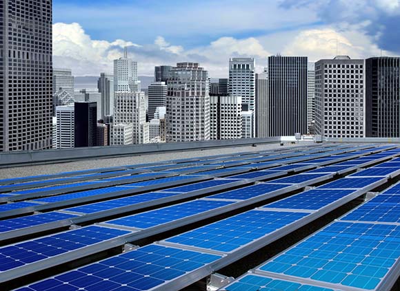 Solar Panels on Roof at the City