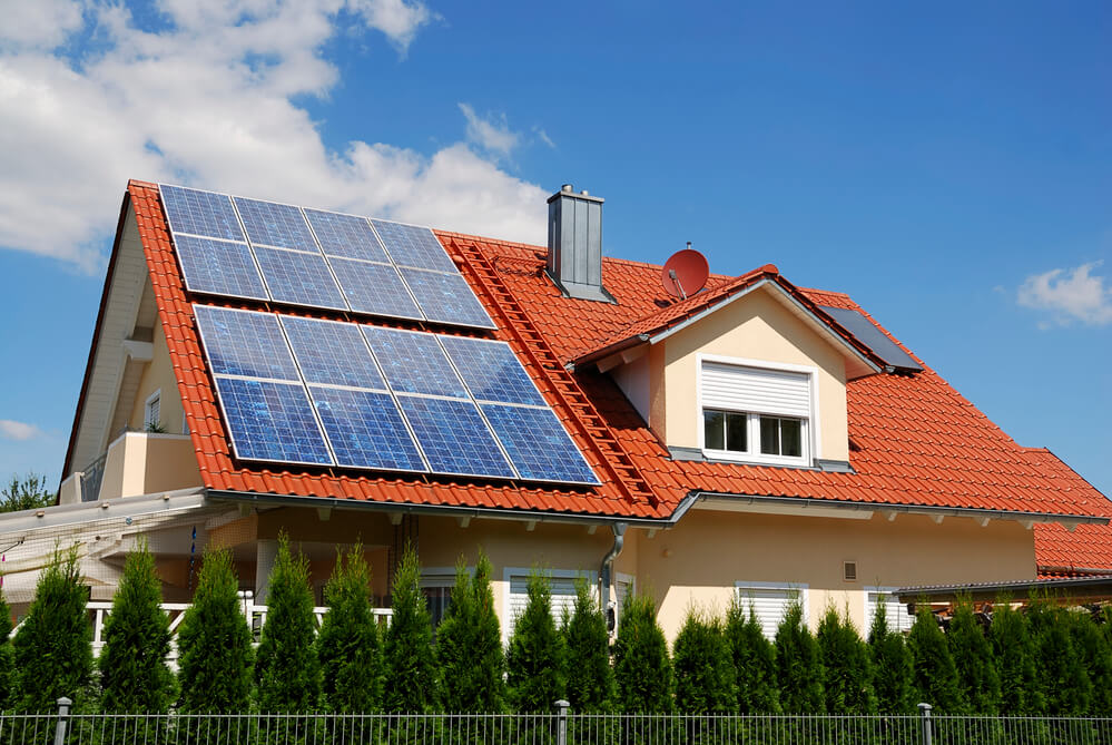 Solar Panels on Tile Foof