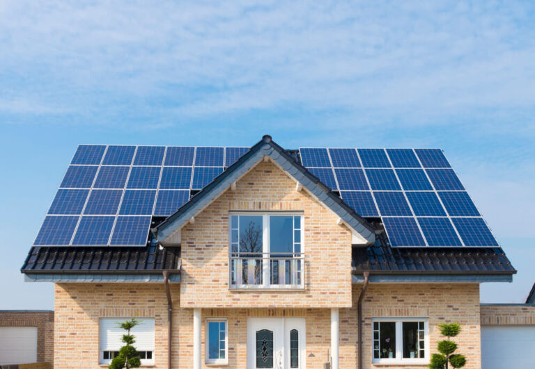 Solar Panels on Yellow Home